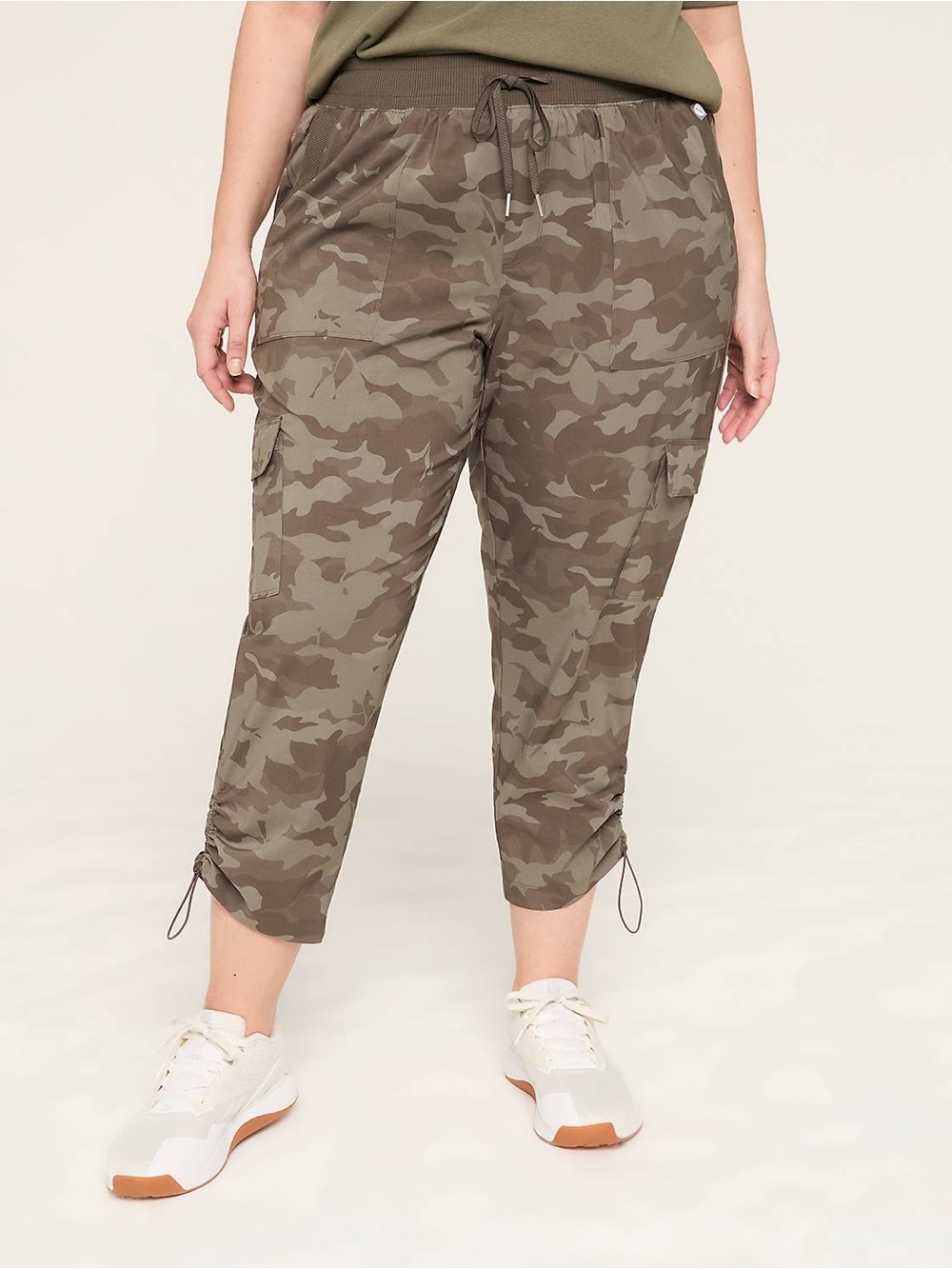 Lane Bryant Olive Camo Drawstring Cargo Capris
